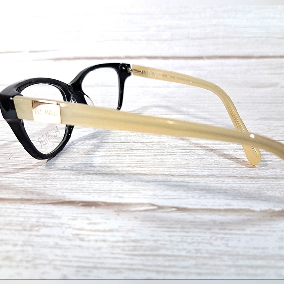NEW Rx'able Eyeglass Frame, Cat Eye, black/tan women glasses 52 16 135 by FLOWER - Picture 3 of 5